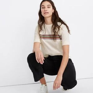 Madewell Retro Stripe 100% Cotton Size Small Crewneck T-Shirt